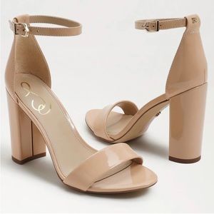 Sam Edelman Yaro Block Heel Sandal Patent Leather- Blush - Size 6